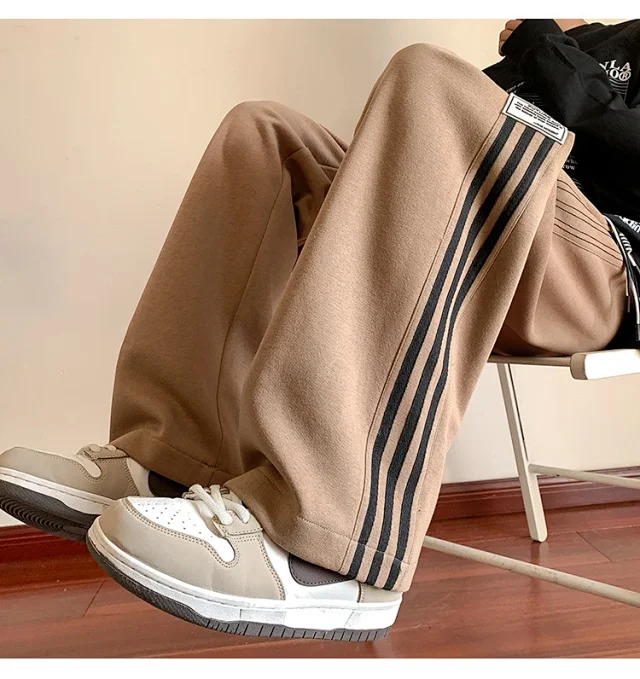 Japanese Oversize Men's Spring Retro Stripe Pants Detail