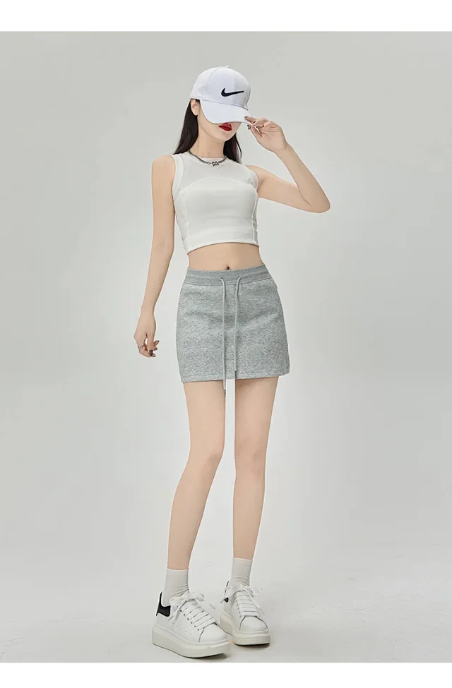 2025 Grey High - Waist A - Line Skirt for Women Detail