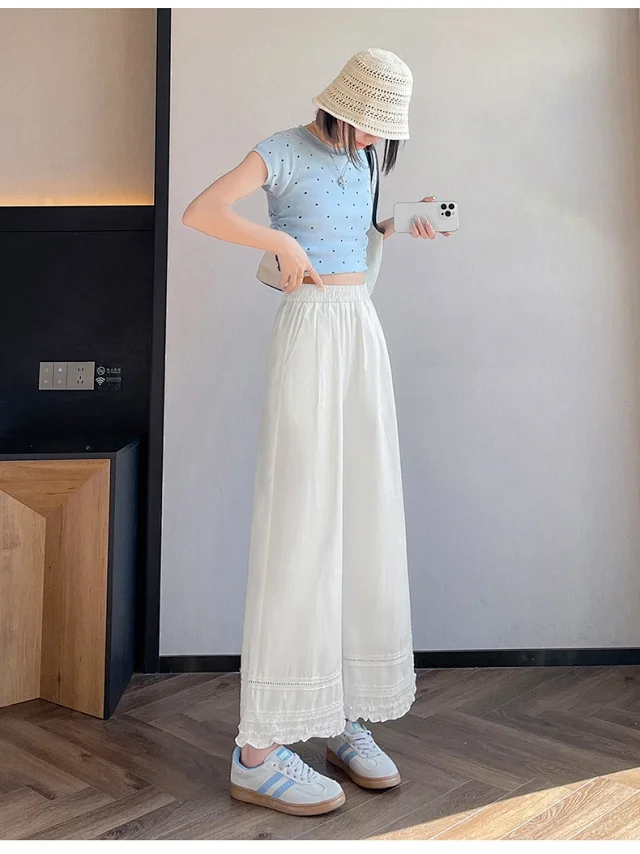 2025 Summer Lace Wide - Leg Capris for Women Detail