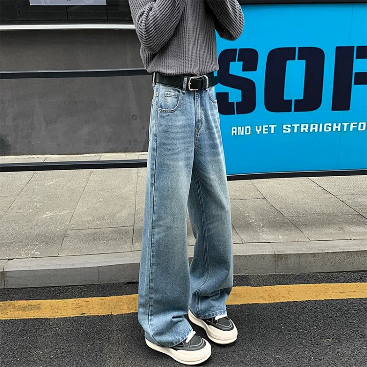 Vintage Washed Men's Straight Loose Wide-Leg Jeans