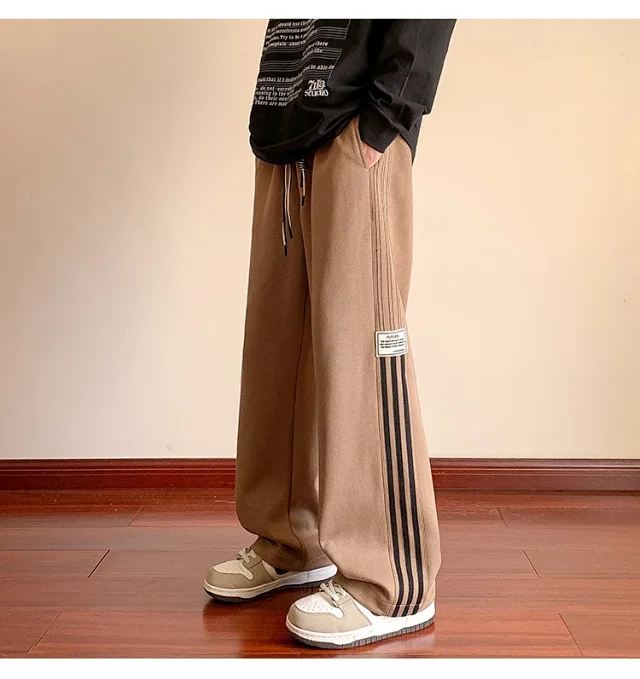Japanese Oversize Men's Spring Retro Stripe Pants Detail