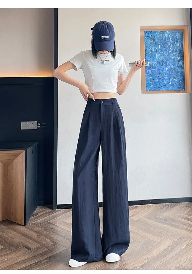 2025 Summer Korean Wide-leg Suit Pants for Women Detail