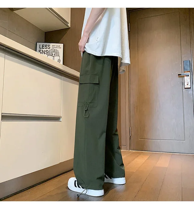 Maroon Quick - Dry Ice Silk Men's Summer Cargo Pants Detail