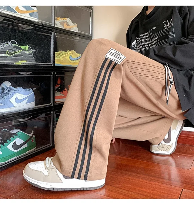 Japanese Oversize Men's Spring Retro Stripe Pants Detail