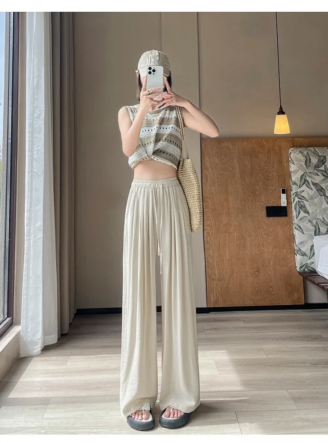 Women's Summer Ice Silk WideLeg Pants Detail
