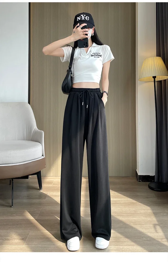 Women's Cupro Wide - Leg Pants 2025 Summer New Detail