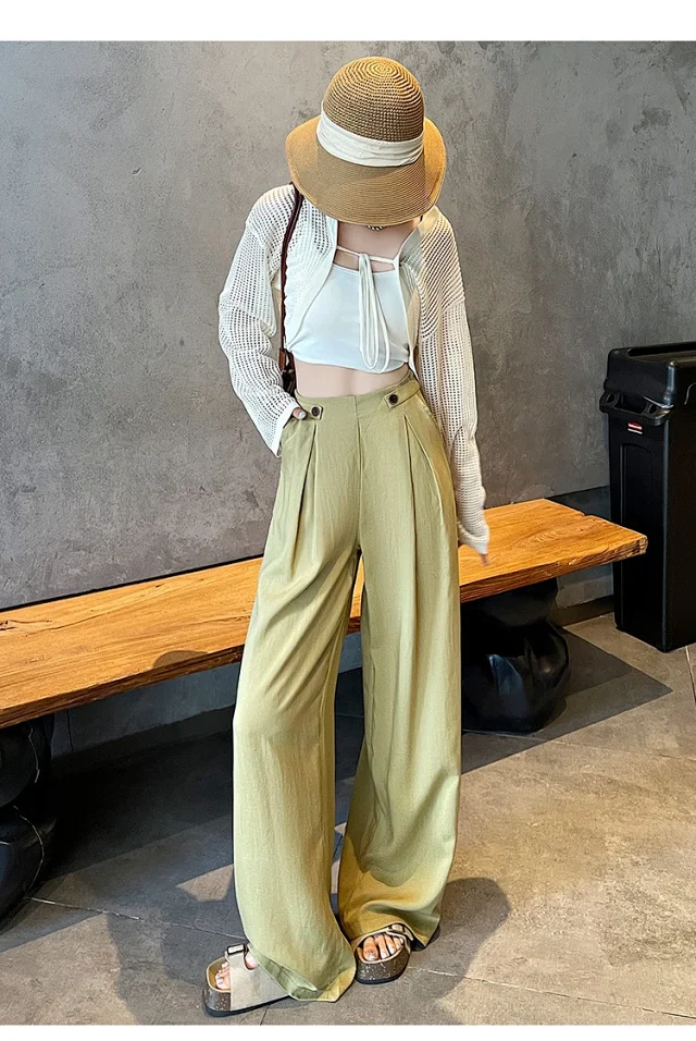 Summer Thin Tencel White Pants Detail