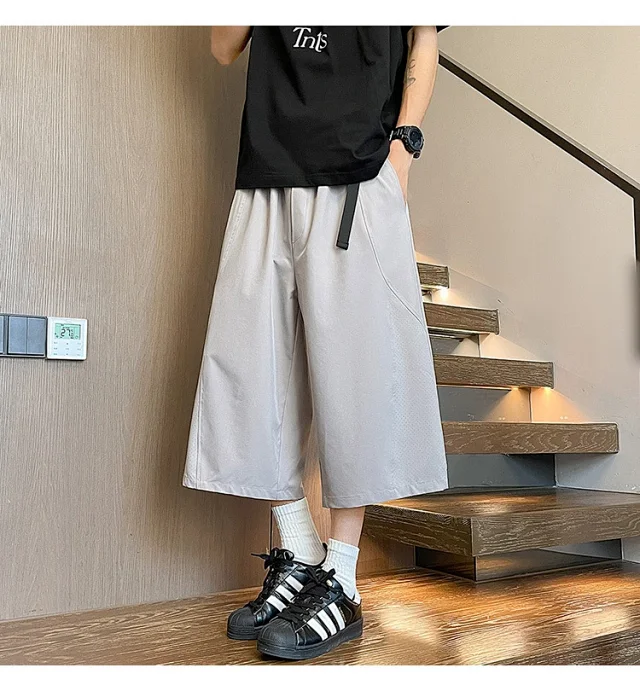 Men's Summer Mesh Pants with Belt Detail