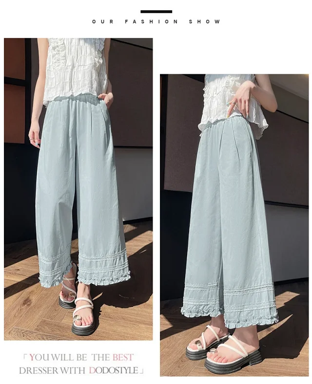 2025 Summer Lace Wide - Leg Capris for Women Detail