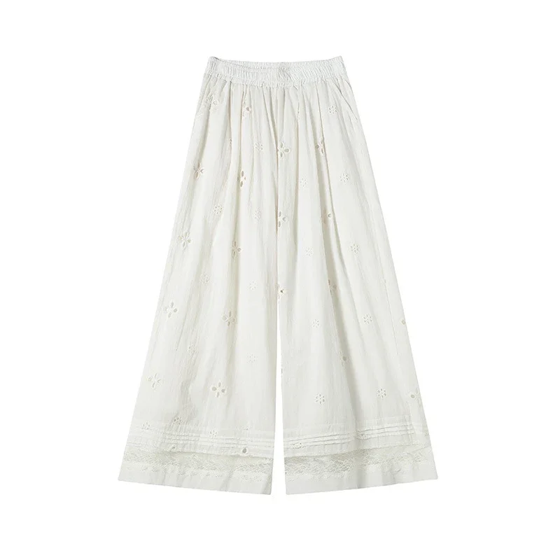 Korean Loose Wide-Leg Pants with Lace