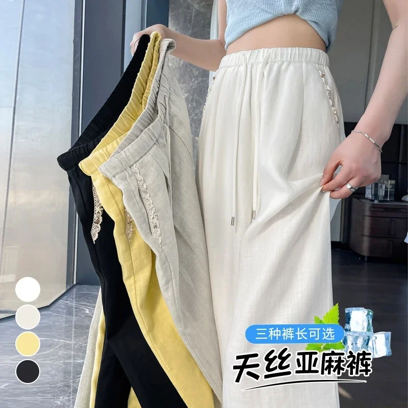 Women's Tencel Linen Wide-leg Pants