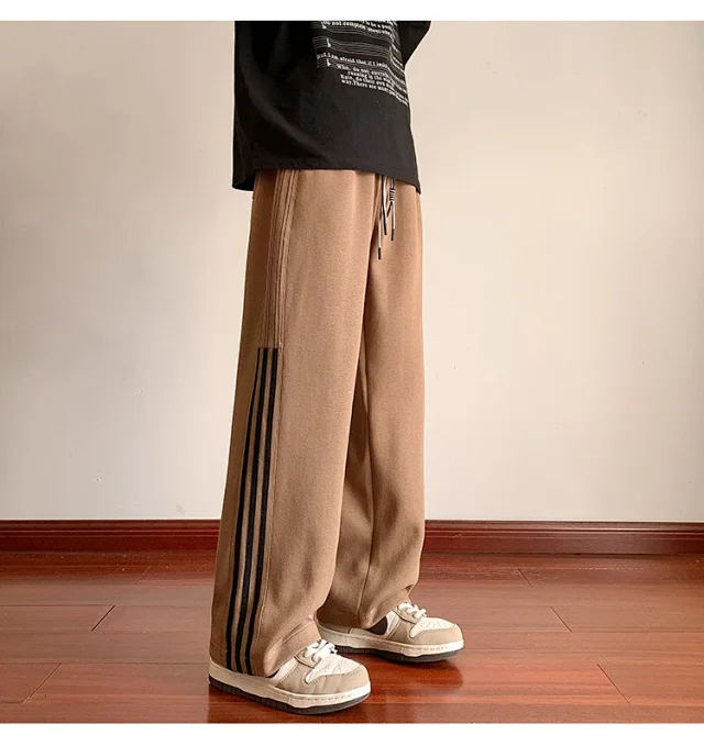 Japanese Oversize Men's Spring Retro Stripe Pants Detail