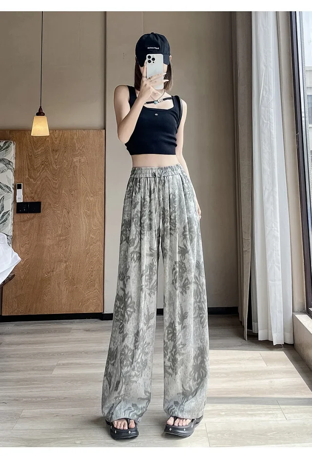 French Retro Linen Wide-leg Pants Detail