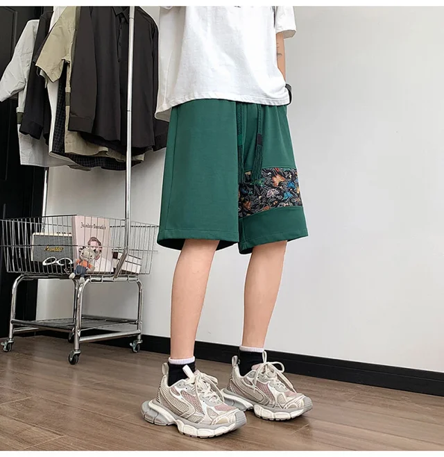 Chinese-style Embroidered Men's Sport Shorts Detail