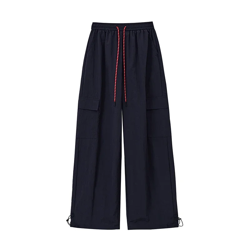 2025 Spring/Summer Women's Sporty Loose Slimming Straight Pants with Drawstring
