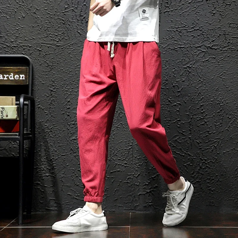 K801 Men's Spring Sporty Wide-Leg Linen Pants