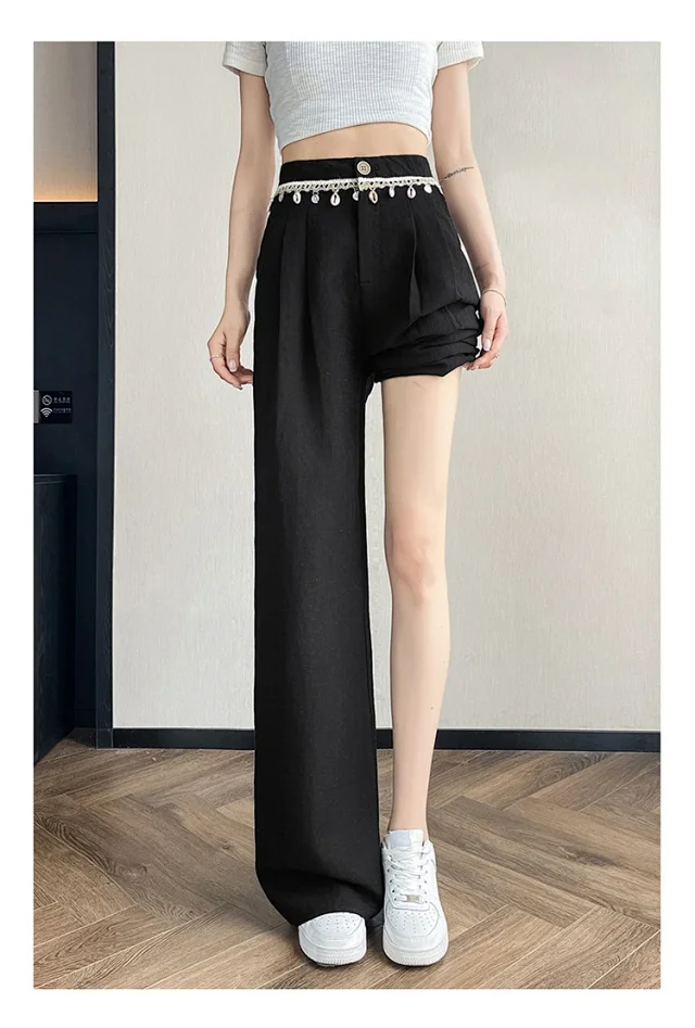 Summer Women's Tencel Linen Wide-Leg Pants Detail