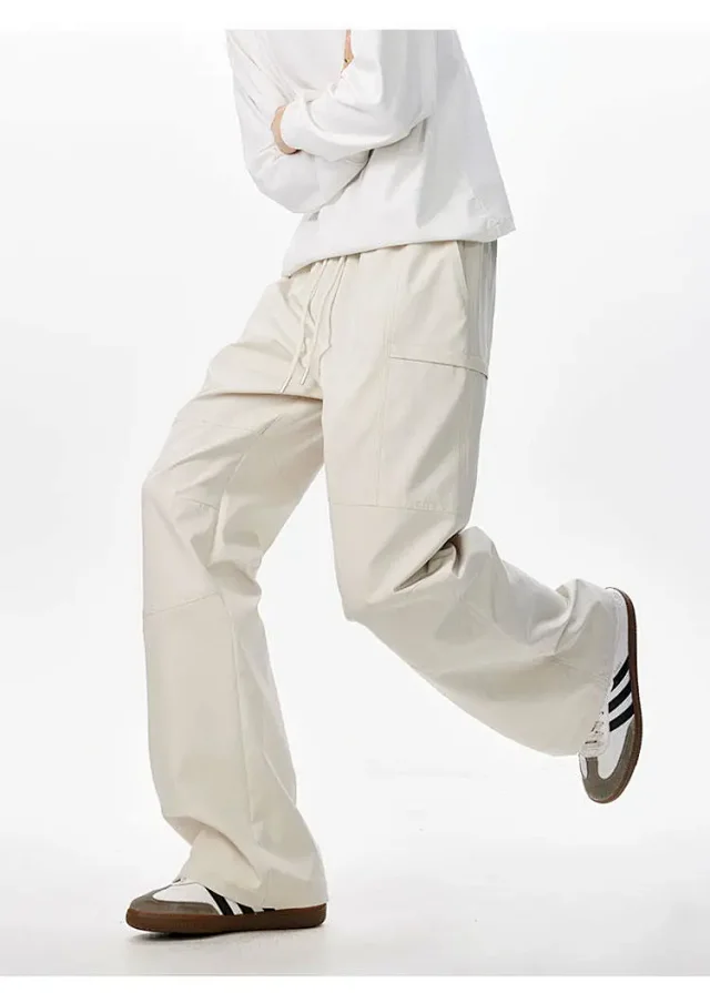 Beige Retro Cargo Pants - Men's Autumn New Detail