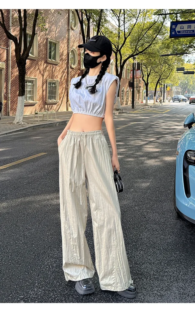 Women's Summer New Puff Straight Pants Detail