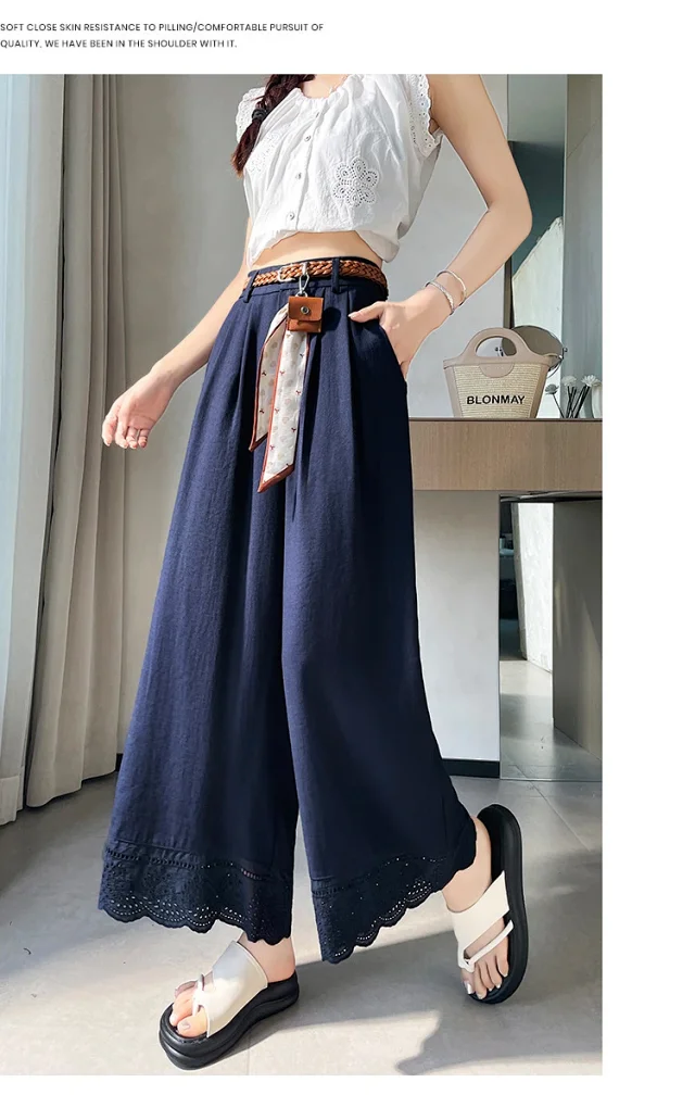 2025 Summer Linen Cropped Trousers Detail