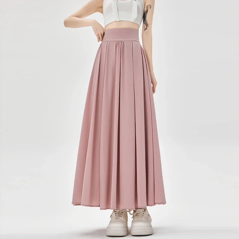 Pink Slimming High-waist A-line Skirt