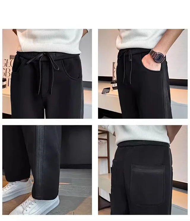 Spring Autumn Men's Casual Straight Pants Detail
