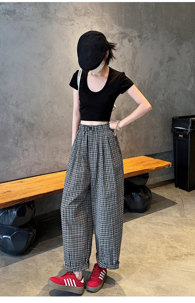 Premium Bubble Checkered Pants for Women Detail