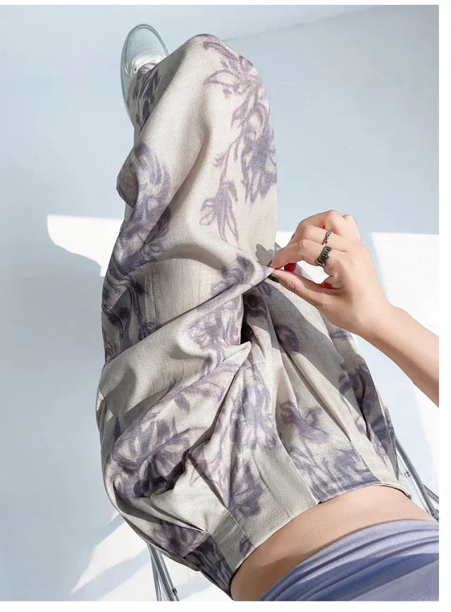 Women's 2025 Summer Printed Wide-Leg Pants Detail