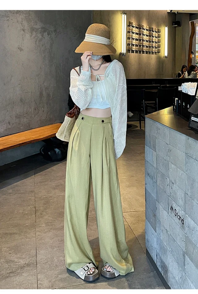 Summer Thin Tencel White Pants Detail