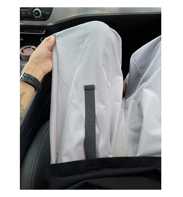 Men's Summer Mesh Pants with Belt Detail