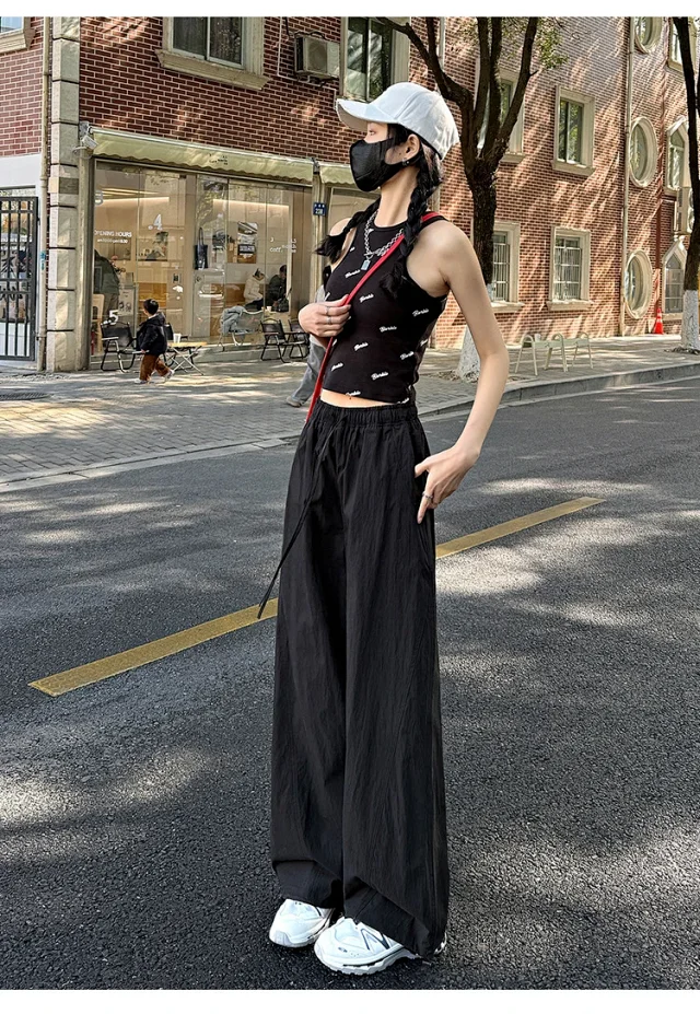 Women's Summer New Puff Straight Pants Detail