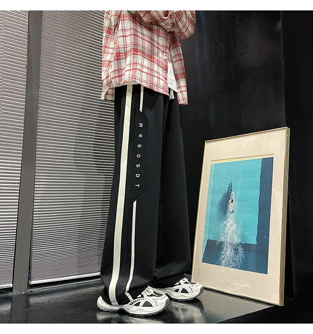 2025 Men's Sweatpants Oversize Loose Straight Trousers Detail