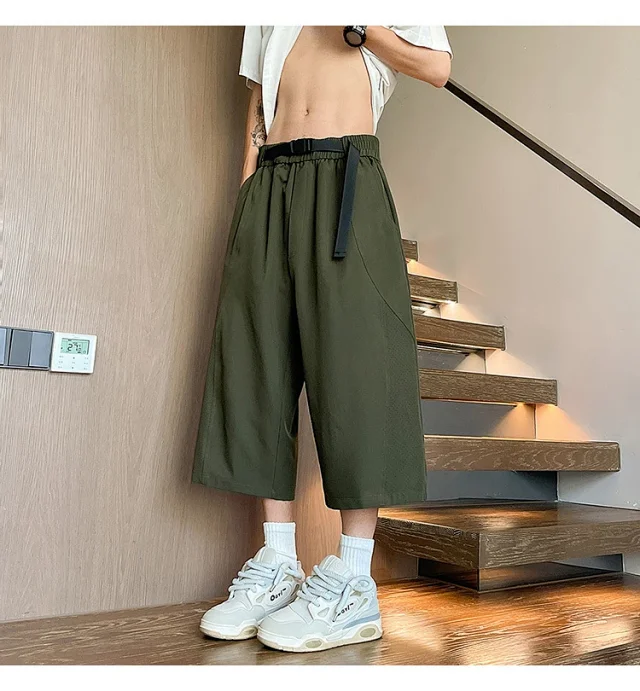 Men's Summer Mesh Pants with Belt Detail