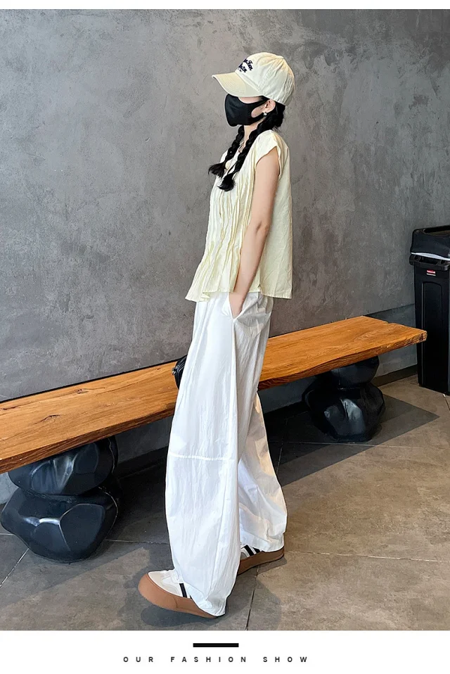 Summer Japanese Style Ice Silk Balloon Pants Detail