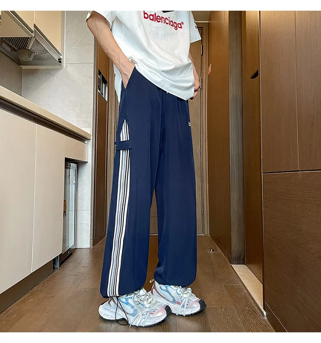 Men's 2025 Summer Ice Silk Wide - Leg Pants Detail