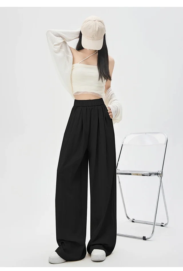 2025 Summer Textured Washed Cotton Wide-Leg Pants Detail