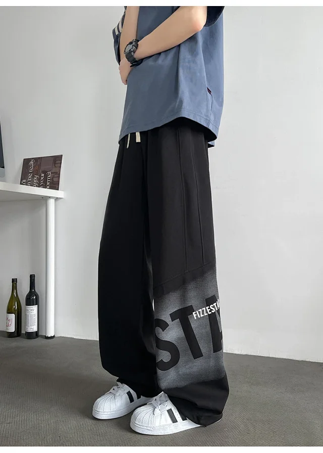 Men's Loose Straight Sweatpants Detail