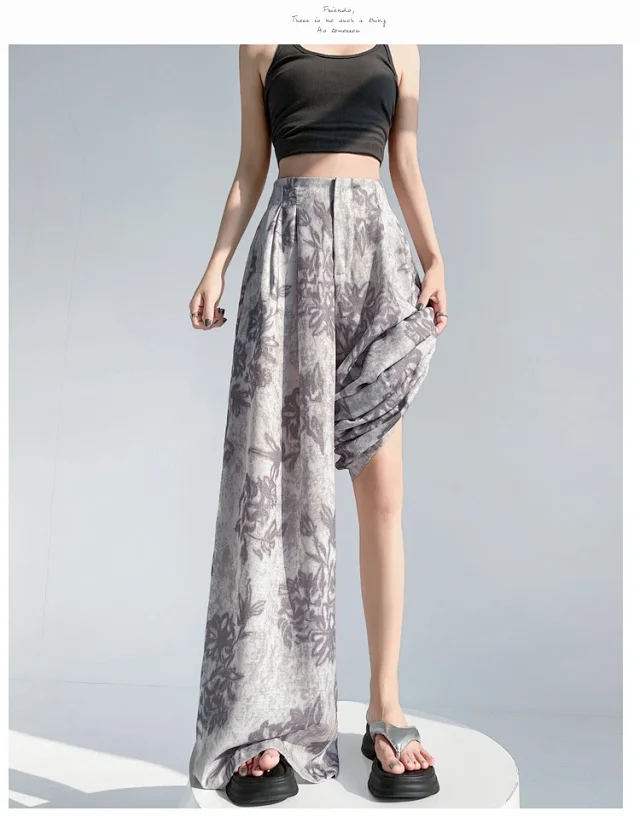 Women's 2025 Summer Printed Wide-Leg Pants Detail