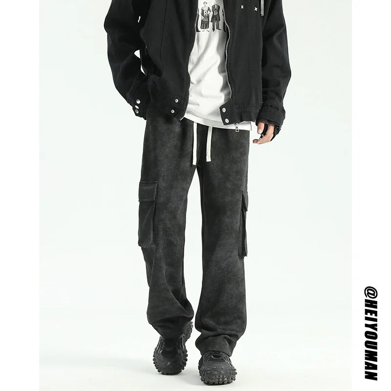 Men's Spring/Fall Tie-Dye Wide-Leg Parachute Pants