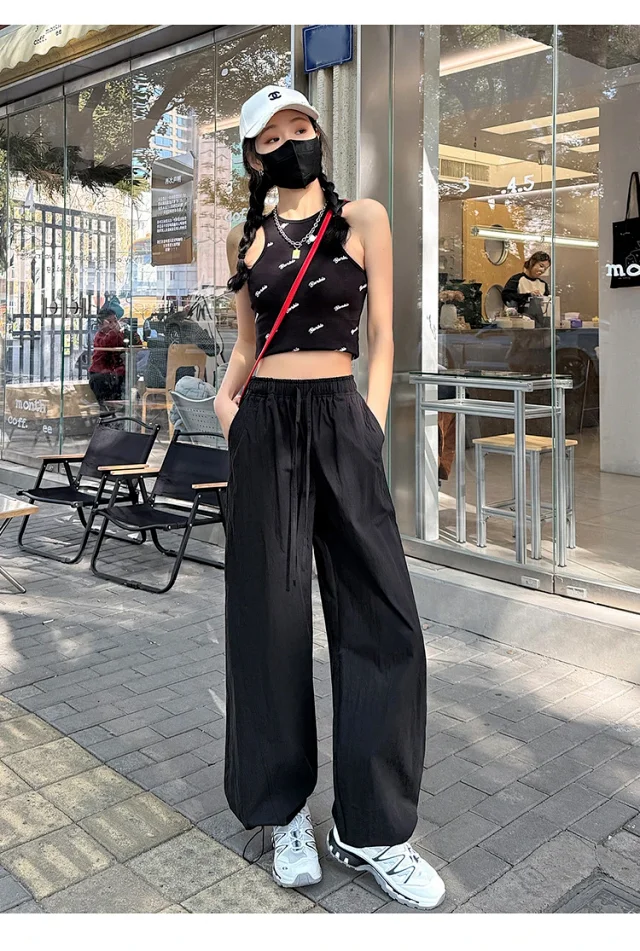 Women's Summer New Puff Straight Pants Detail
