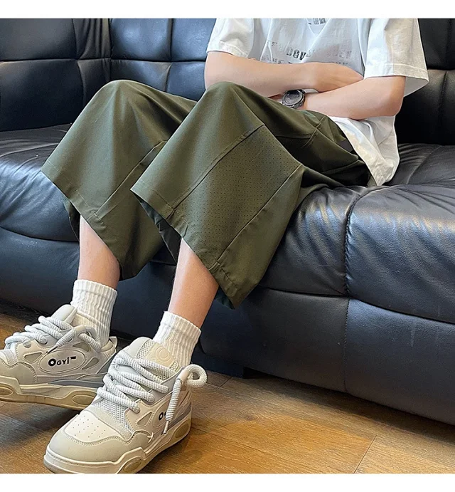 Men's Summer Mesh Pants with Belt Detail