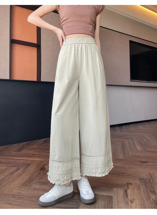 2025 Summer Lace Wide - Leg Capris for Women Detail