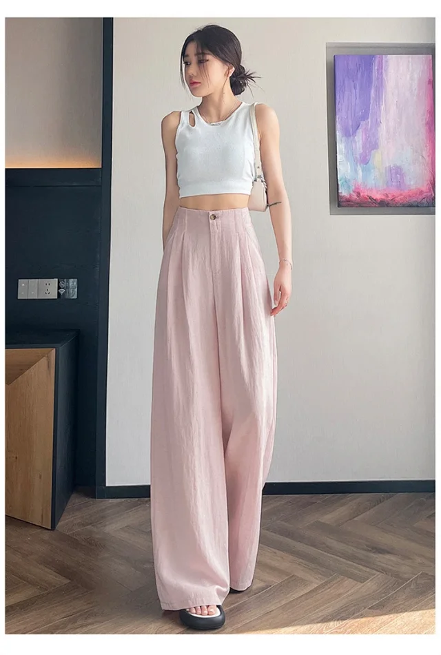 Women's Tencel Linen Wide - leg Pants 2025 New Detail