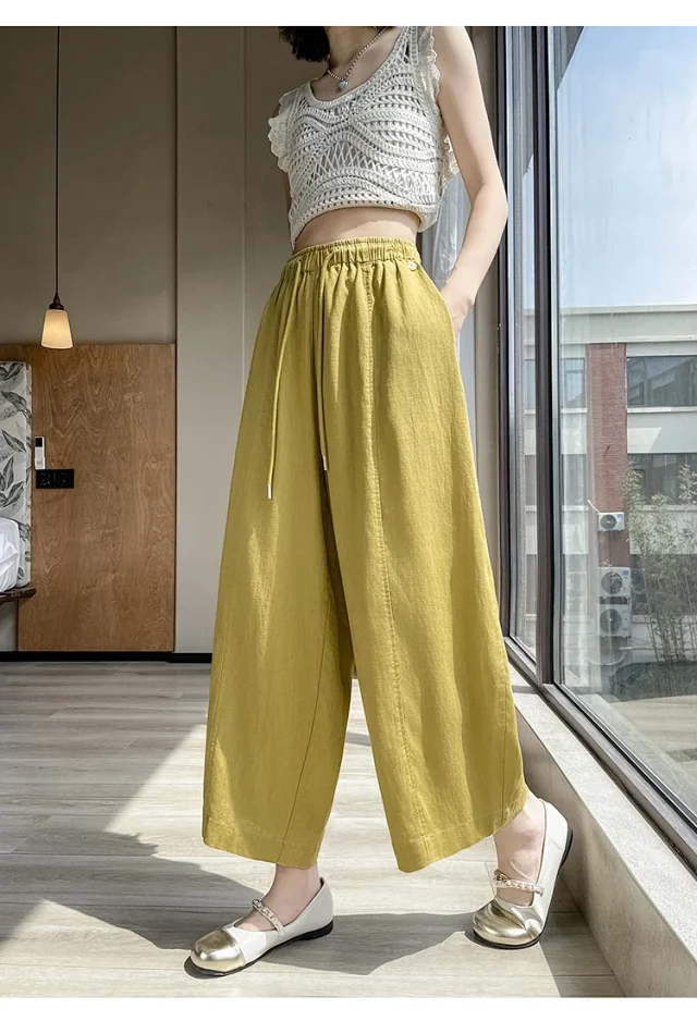 Tencel Linen Capris for Women Detail
