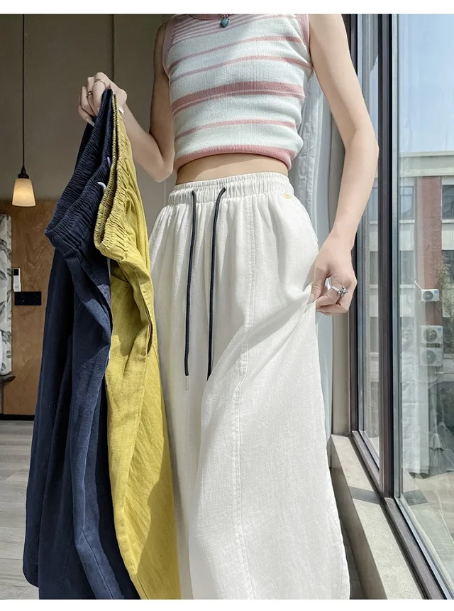 Tencel Linen Capris for Women Detail