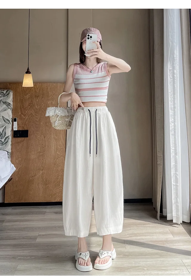 Tencel Linen Capris for Women Detail