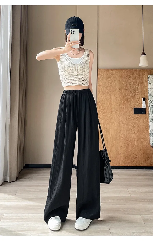 Women's Linen Wide-leg Pants Detail