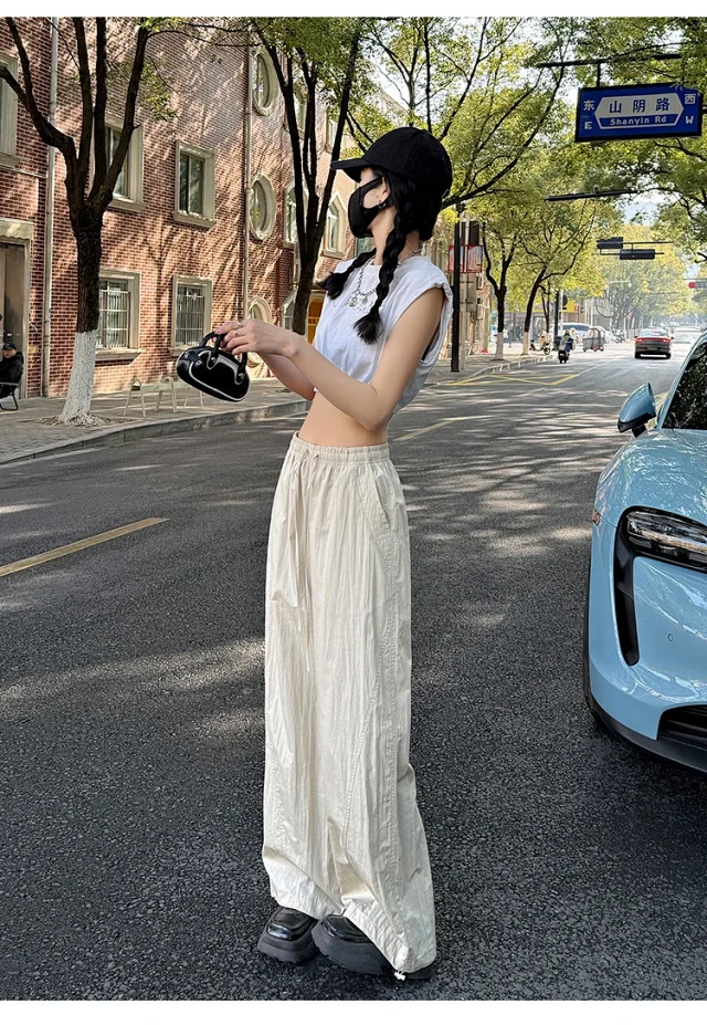 Women's Summer New Puff Straight Pants Detail