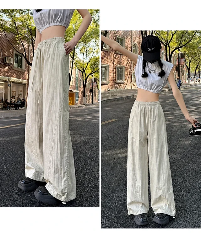 Women's Summer New Puff Straight Pants Detail