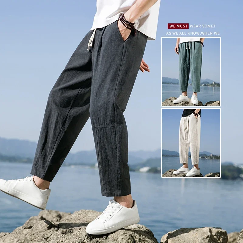 Men's New Chinese Linen Casual Pants